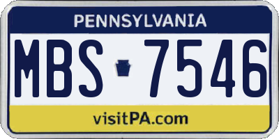 PA license plate MBS7546