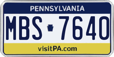 PA license plate MBS7640