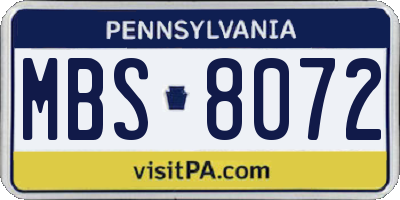 PA license plate MBS8072