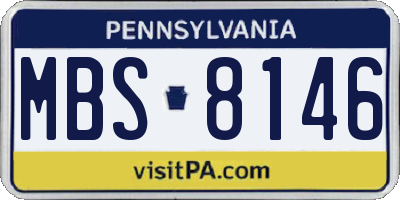 PA license plate MBS8146