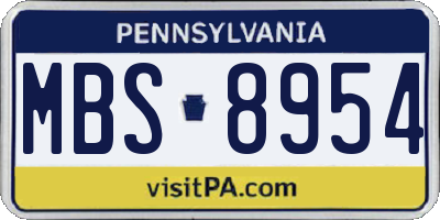 PA license plate MBS8954