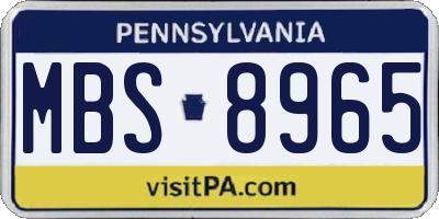PA license plate MBS8965