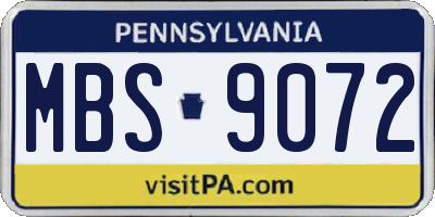 PA license plate MBS9072
