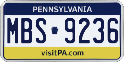 PA license plate MBS9236