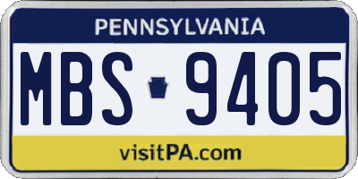 PA license plate MBS9405