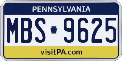 PA license plate MBS9625