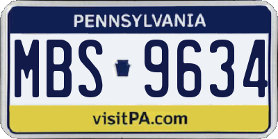 PA license plate MBS9634