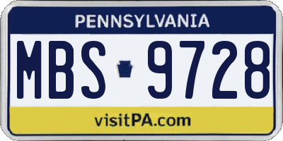 PA license plate MBS9728