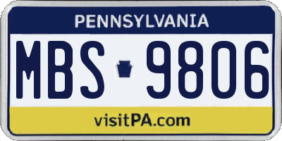 PA license plate MBS9806