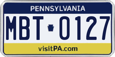 PA license plate MBT0127