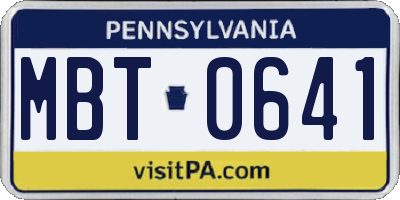 PA license plate MBT0641