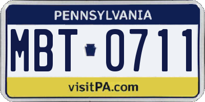 PA license plate MBT0711