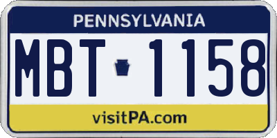 PA license plate MBT1158
