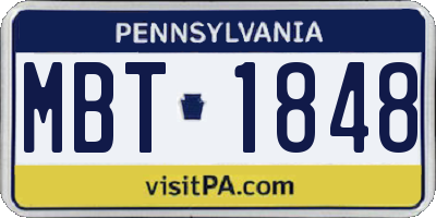 PA license plate MBT1848