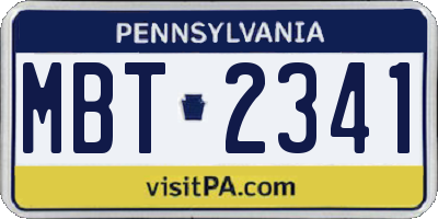 PA license plate MBT2341