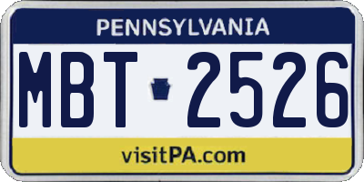 PA license plate MBT2526