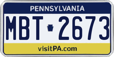 PA license plate MBT2673