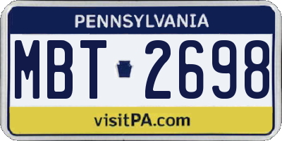 PA license plate MBT2698