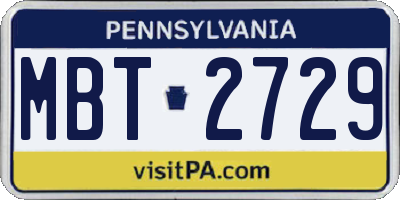 PA license plate MBT2729