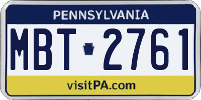 PA license plate MBT2761