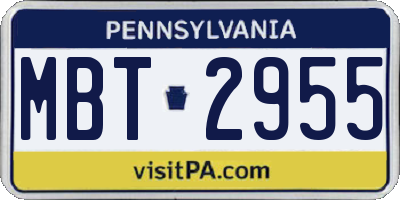 PA license plate MBT2955