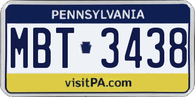 PA license plate MBT3438