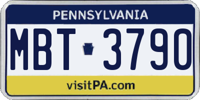 PA license plate MBT3790