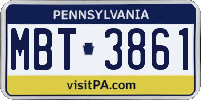 PA license plate MBT3861