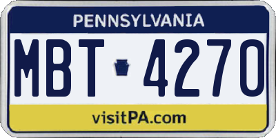 PA license plate MBT4270