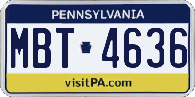 PA license plate MBT4636