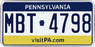 PA license plate MBT4798