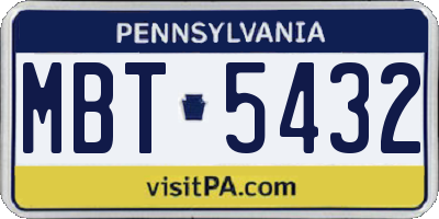 PA license plate MBT5432