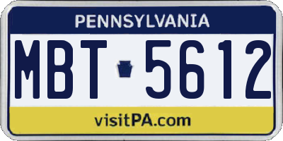 PA license plate MBT5612