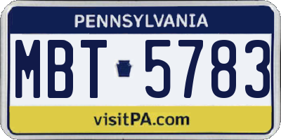 PA license plate MBT5783