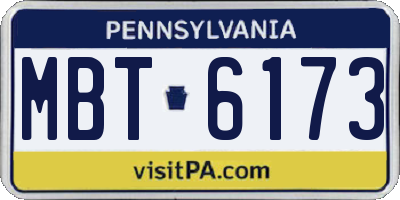 PA license plate MBT6173