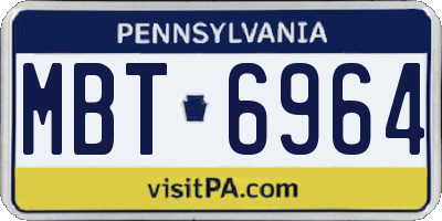 PA license plate MBT6964