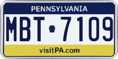 PA license plate MBT7109