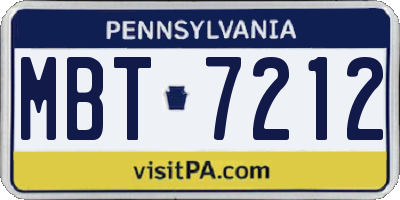PA license plate MBT7212