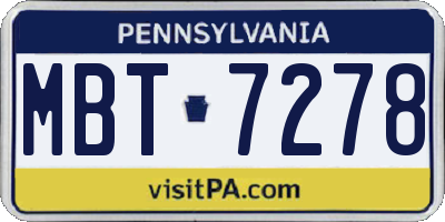 PA license plate MBT7278