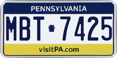 PA license plate MBT7425