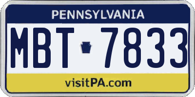 PA license plate MBT7833