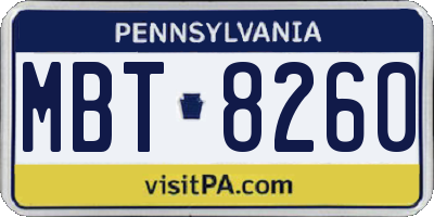 PA license plate MBT8260