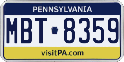 PA license plate MBT8359