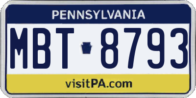 PA license plate MBT8793
