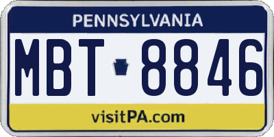 PA license plate MBT8846