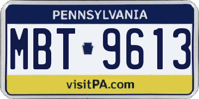 PA license plate MBT9613