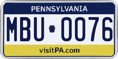 PA license plate MBU0076