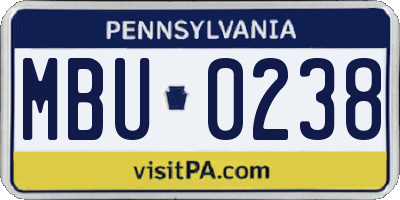 PA license plate MBU0238