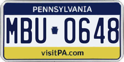 PA license plate MBU0648