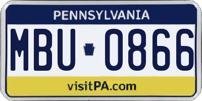 PA license plate MBU0866